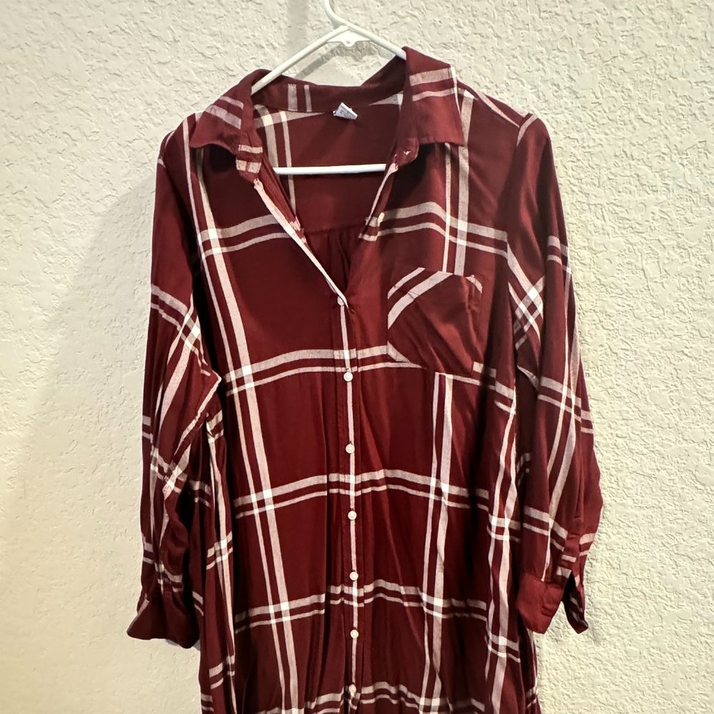 Old Navy Plaid Shirt Dress Size Large